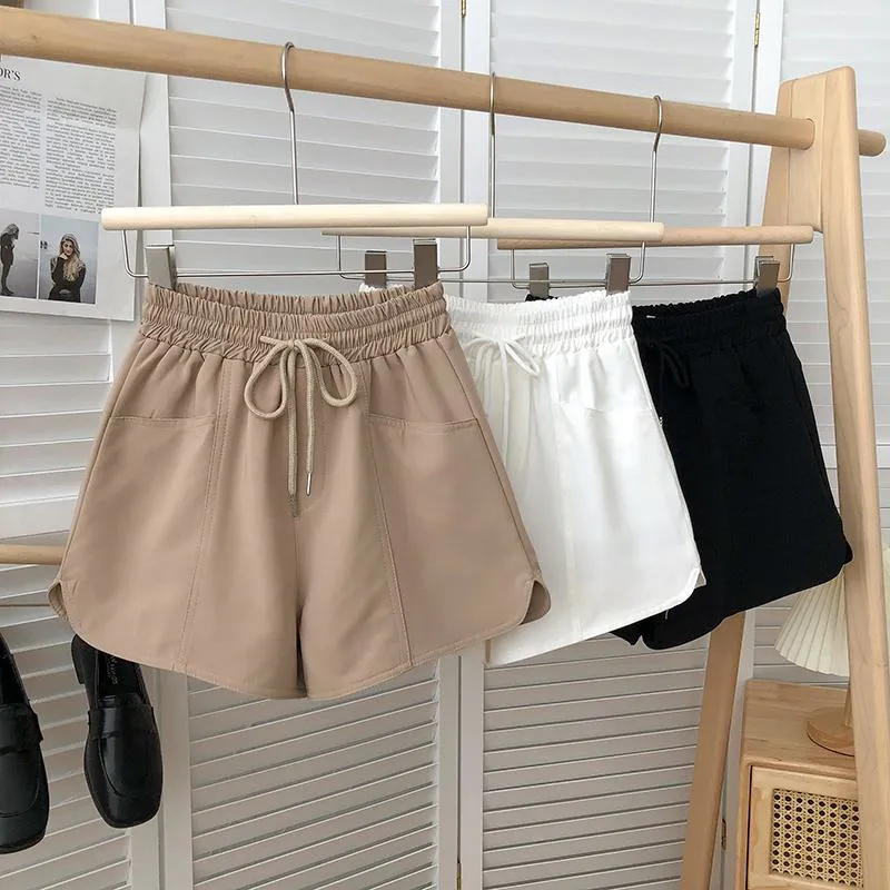 Versatile Twill Tie-Up Wide-Leg Pocket High-Waisted Shorts