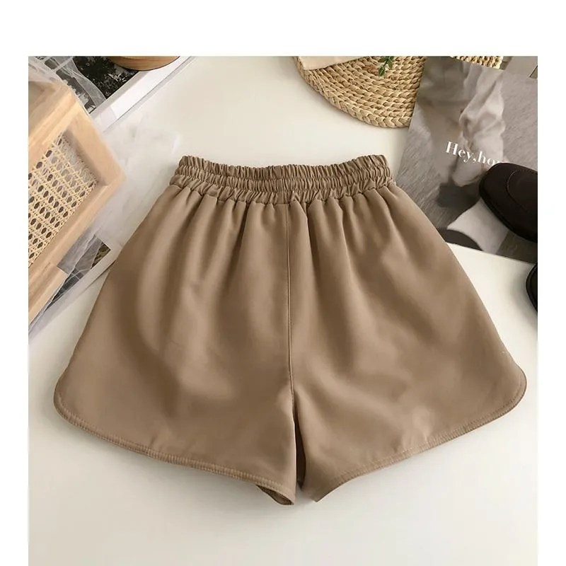 Versatile Twill Tie-Up Wide-Leg Pocket High-Waisted Shorts