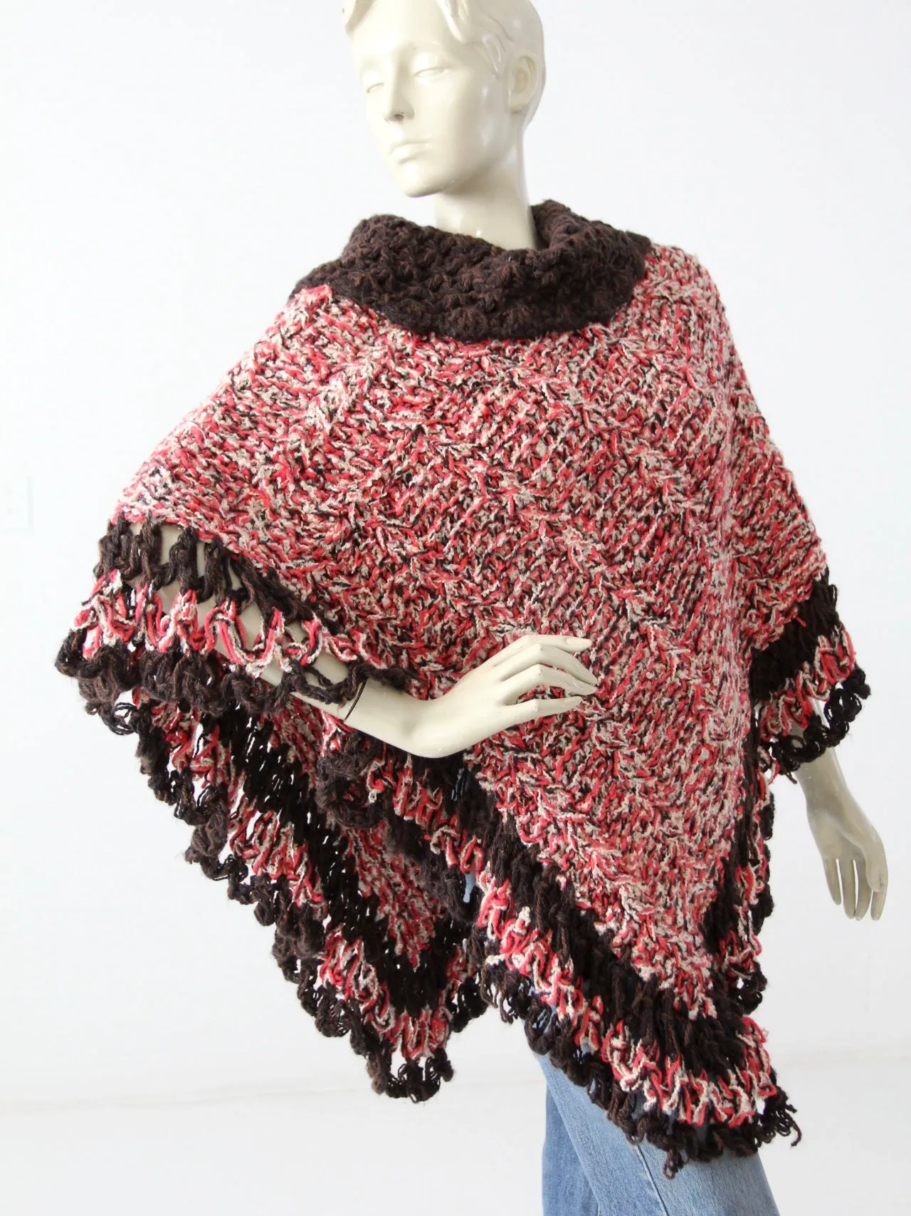 vintage asymmetrical knit poncho