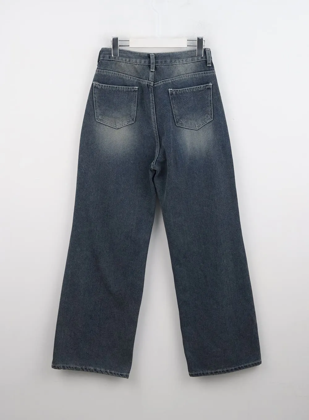 Washed Wide Leg Denim Jeans IN328