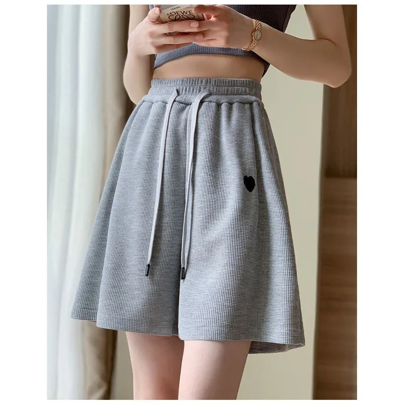 Wide-Leg Sports Houndstooth Casual Slimming Versatile High-Waisted Loose Fit Thin Shorts