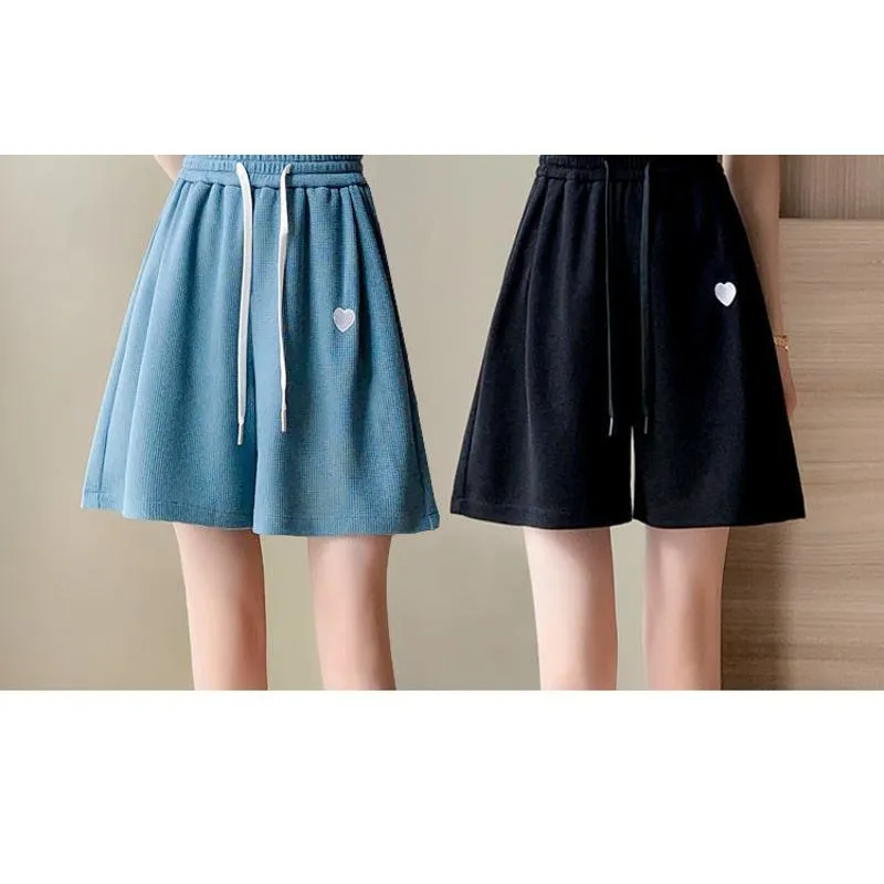 Wide-Leg Sports Houndstooth Casual Slimming Versatile High-Waisted Loose Fit Thin Shorts