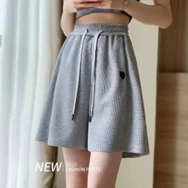 Wide-Leg Sports Houndstooth Casual Slimming Versatile High-Waisted Loose Fit Thin Shorts