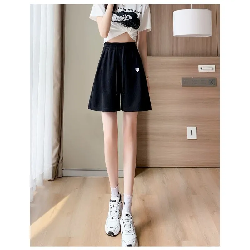 Wide-Leg Sports Houndstooth Casual Slimming Versatile High-Waisted Loose Fit Thin Shorts