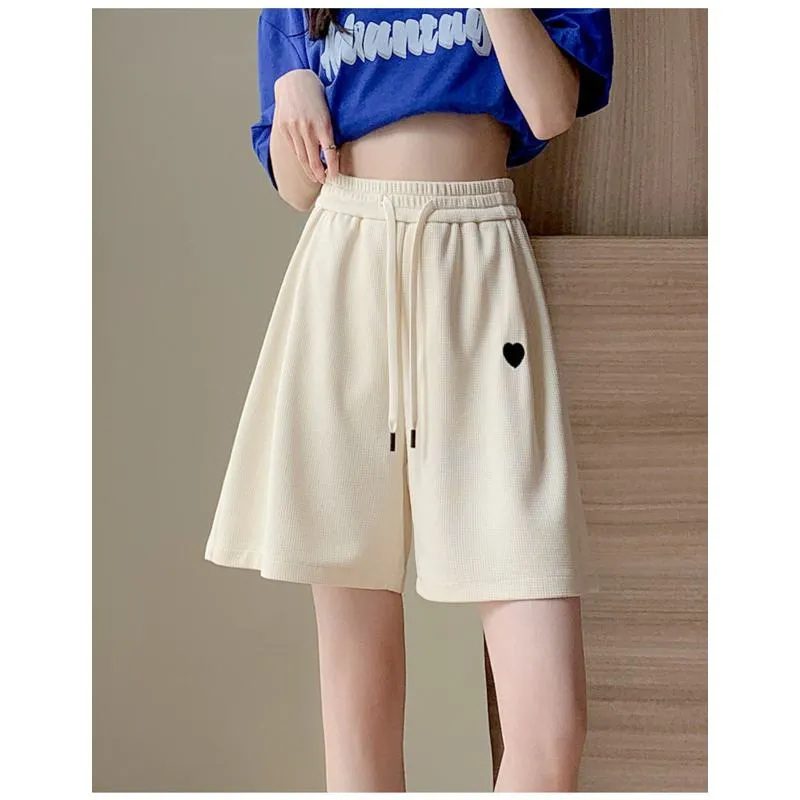 Wide-Leg Sports Houndstooth Casual Slimming Versatile High-Waisted Loose Fit Thin Shorts