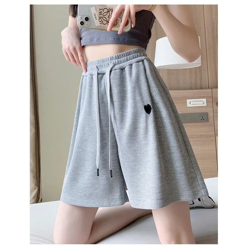 Wide-Leg Sports Houndstooth Casual Slimming Versatile High-Waisted Loose Fit Thin Shorts