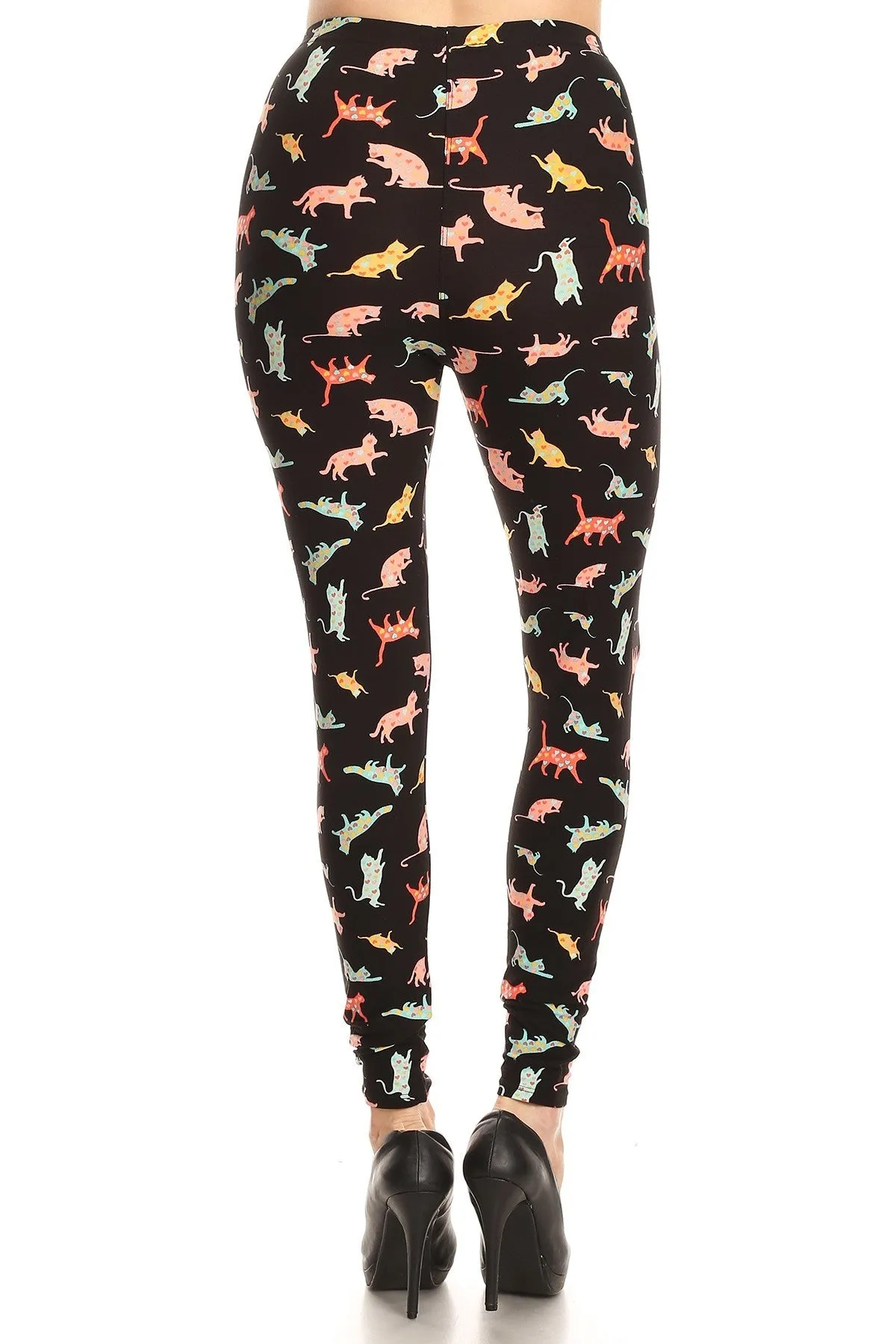 Women's 3 X 5X Playful Cats Pattern Printed Leggings