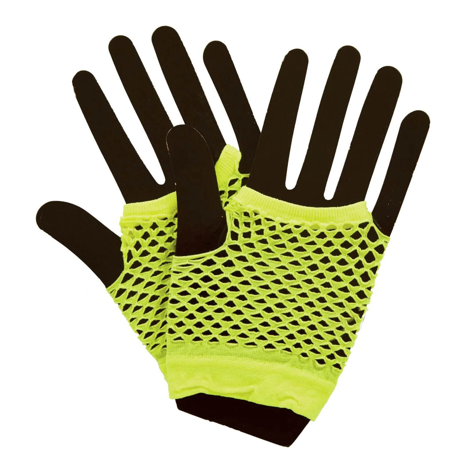 Womens Fingerless Gloves Fishnet Neon 1980s Fancy Dress