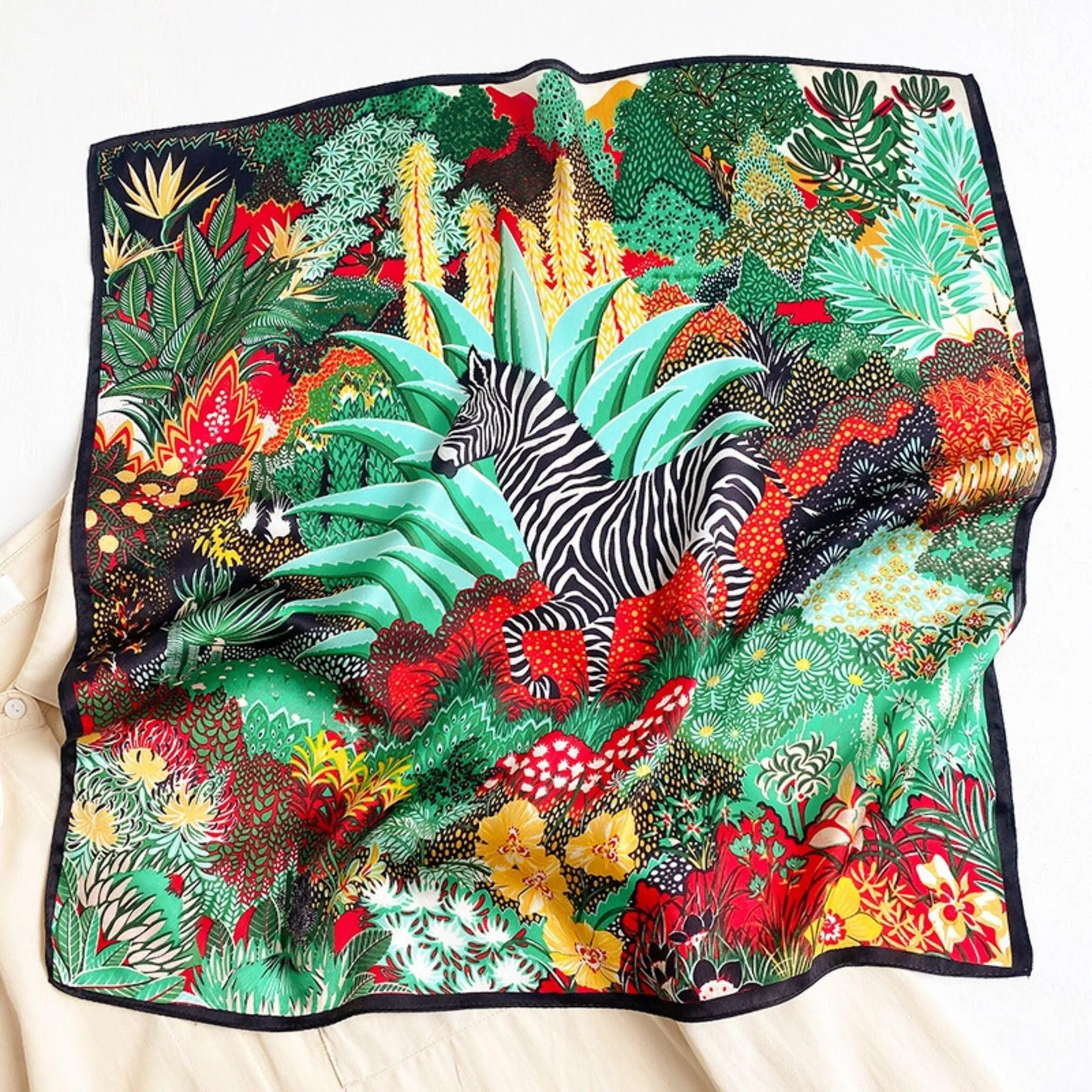 Zebra pattern 100% mulberry Silk Scarf/Silk head scarf/Silk hair scarf/Silk neck scarf/Mother's Day Gifts/Bag Accessory/Gift for her