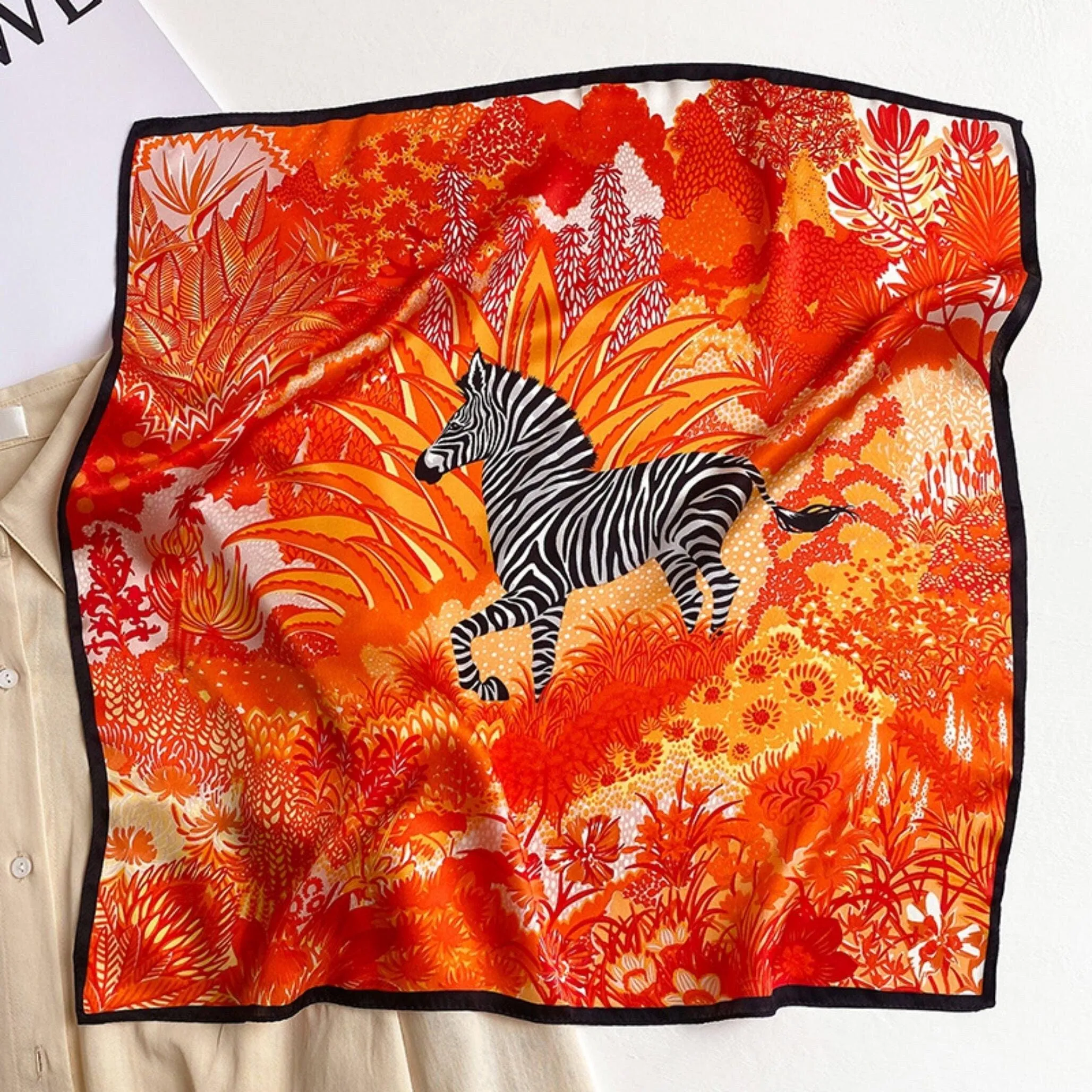 Zebra pattern 100% mulberry Silk Scarf/Silk head scarf/Silk hair scarf/Silk neck scarf/Mother's Day Gifts/Bag Accessory/Gift for her